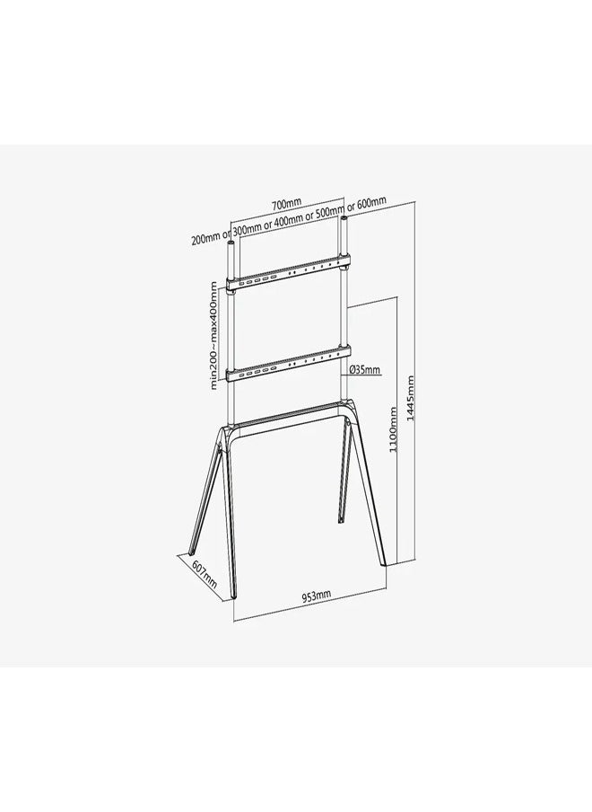 Skill Tech SH 1446FS Steel Studio TV Floor Stand for 65–86 Inch Screens, VESA 600x400, Max Load 60kg – Heavy Duty Adjustable TV Stand  Black  - Image 4