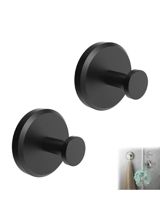 No-Drill Hooks, Superhold No-Drill Hooks, Superhold Gold Shower Hooks for Shower, Bathroom, Glass Door, Mirror for Hanging up to 15 lbs – Waterproof (2pcs,Black) - Image 1