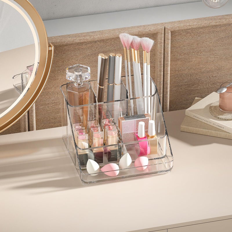 Ettori Aplop Makeup Organizer Tray 6-Compartment Vanity Makeup Organizer For Jewelry Hair Accessories Bathroom Counter Or Dresser - Image 4
