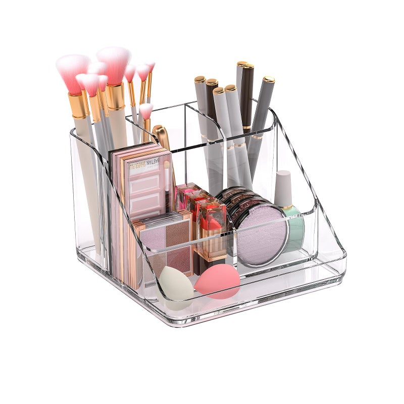 Ettori Aplop Makeup Organizer Tray 6-Compartment Vanity Makeup Organizer For Jewelry Hair Accessories Bathroom Counter Or Dresser - Image 1