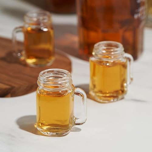 True Mason Jar Shot glasses, Reusable Mini Mason Jar shaped shot glasses with Handles, Party shot cups, Set of 6, 1 oz. - Image 4