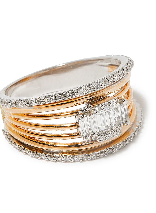 Annaka 18K Gold Elegant Multilayer Diamond Ring