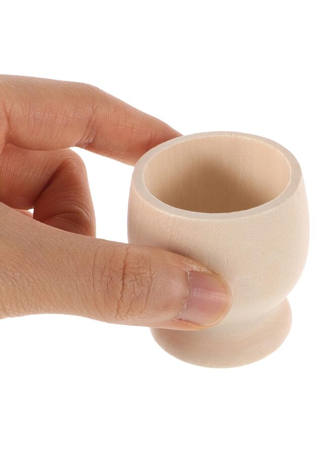 THE WHITE SHOP 5 PCS Eggs Cups, SetWooden Egg Cups - Boiled Egg Holder, Easter Egg Cup, DIY Unfinished Wood Decor, Kids Arts and Crafts, Easter Toy, Beach Wood Egg Hold - view 3