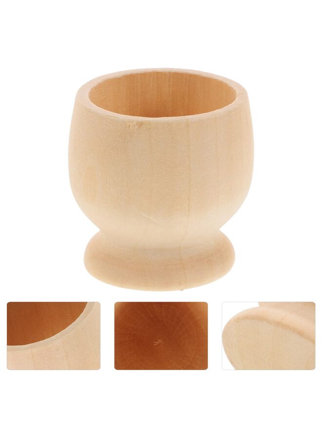 THE WHITE SHOP 5 PCS Eggs Cups, SetWooden Egg Cups - Boiled Egg Holder, Easter Egg Cup, DIY Unfinished Wood Decor, Kids Arts and Crafts, Easter Toy, Beach Wood Egg Hold - view 2