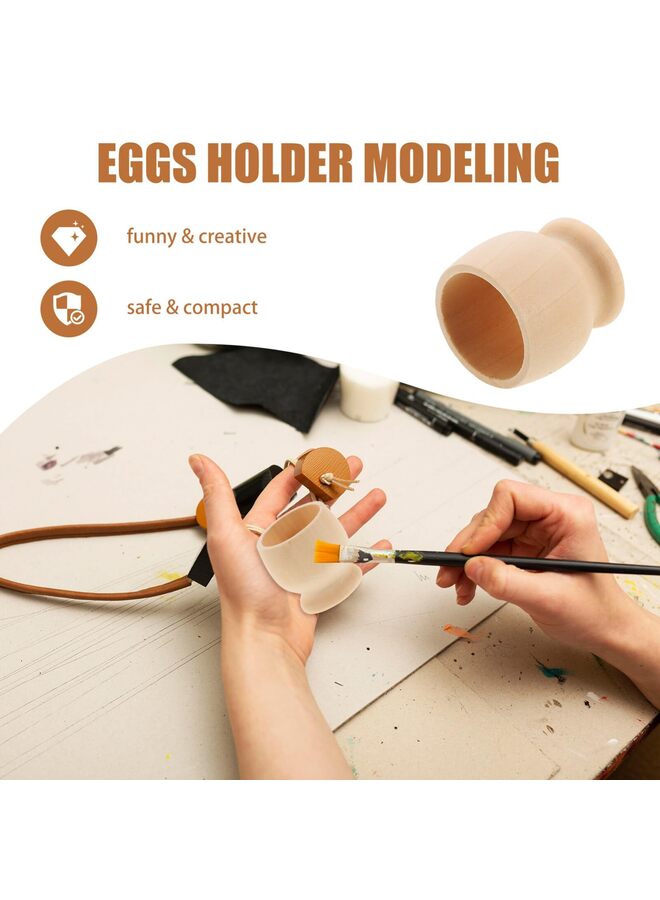 THE WHITE SHOP 5 PCS Eggs Cups, SetWooden Egg Cups - Boiled Egg Holder, Easter Egg Cup, DIY Unfinished Wood Decor, Kids Arts and Crafts, Easter Toy, Beach Wood Egg Hold - view 5