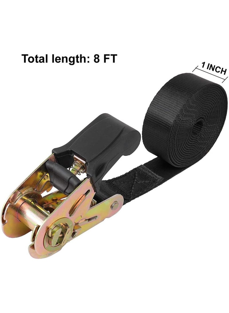 Ratchet Straps Tie Downs 2.4M x 25mm Endless Heavy Duty Cargo Straps Nylon Black Ratcheting Strap (No Hook), Tie-Down for Motorcycles, Trailer Loads, Kayaks (2.4M-2pcs) - Image 5