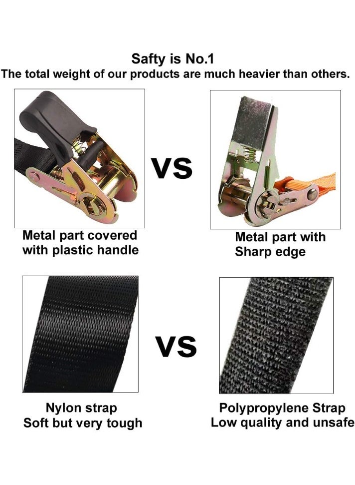Ratchet Straps Tie Downs 2.4M x 25mm Endless Heavy Duty Cargo Straps Nylon Black Ratcheting Strap (No Hook), Tie-Down for Motorcycles, Trailer Loads, Kayaks (2.4M-2pcs) - Image 3