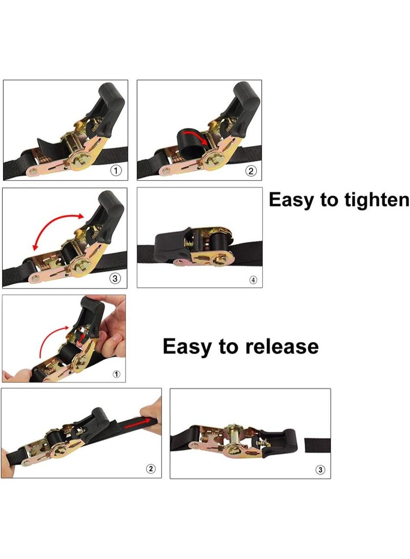 Ratchet Straps Tie Downs 2.4M x 25mm Endless Heavy Duty Cargo Straps Nylon Black Ratcheting Strap (No Hook), Tie-Down for Motorcycles, Trailer Loads, Kayaks (2.4M-2pcs) - Image 2