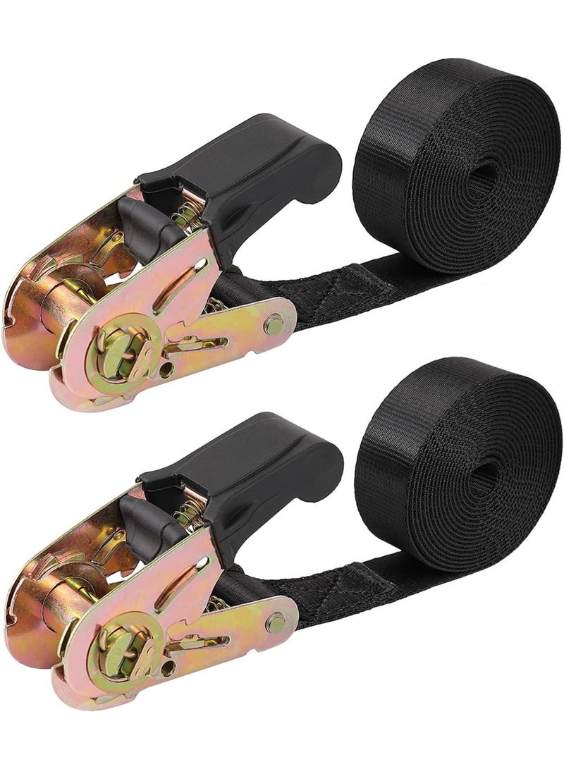 Ratchet Straps Tie Downs 2.4M x 25mm Endless Heavy Duty Cargo Straps Nylon Black Ratcheting Strap (No Hook), Tie-Down for Motorcycles, Trailer Loads, Kayaks (2.4M-2pcs) - Image 1