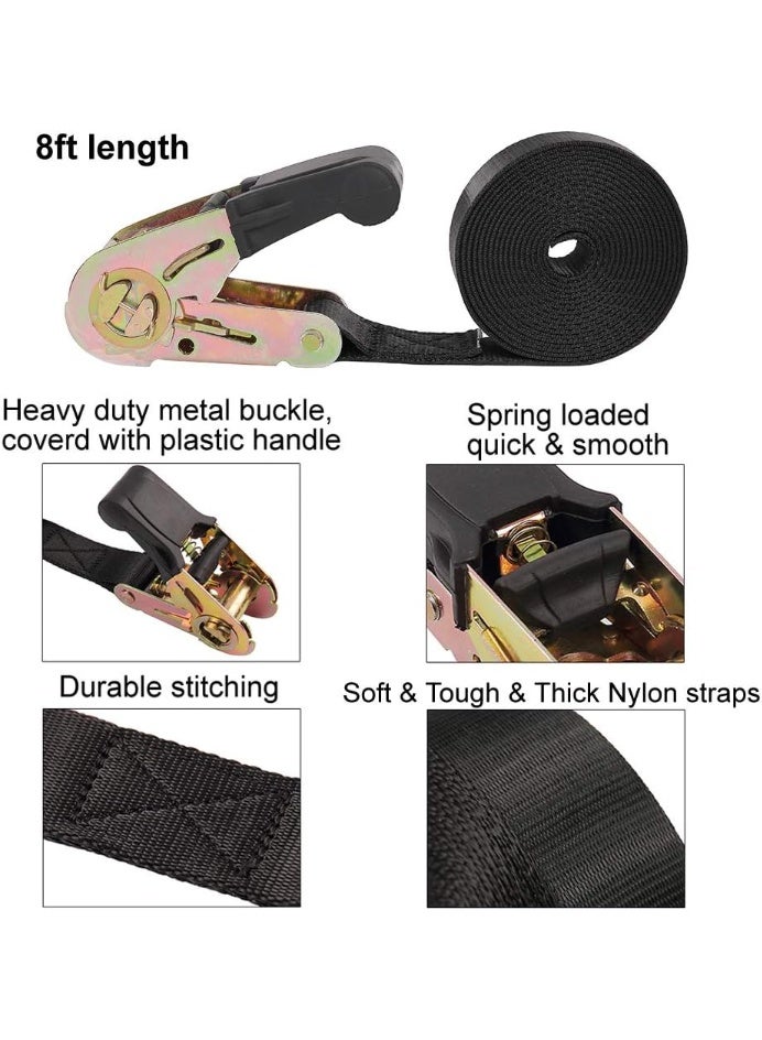 Ratchet Straps Tie Downs 2.4M x 25mm Endless Heavy Duty Cargo Straps Nylon Black Ratcheting Strap (No Hook), Tie-Down for Motorcycles, Trailer Loads, Kayaks (2.4M-2pcs) - Image 4