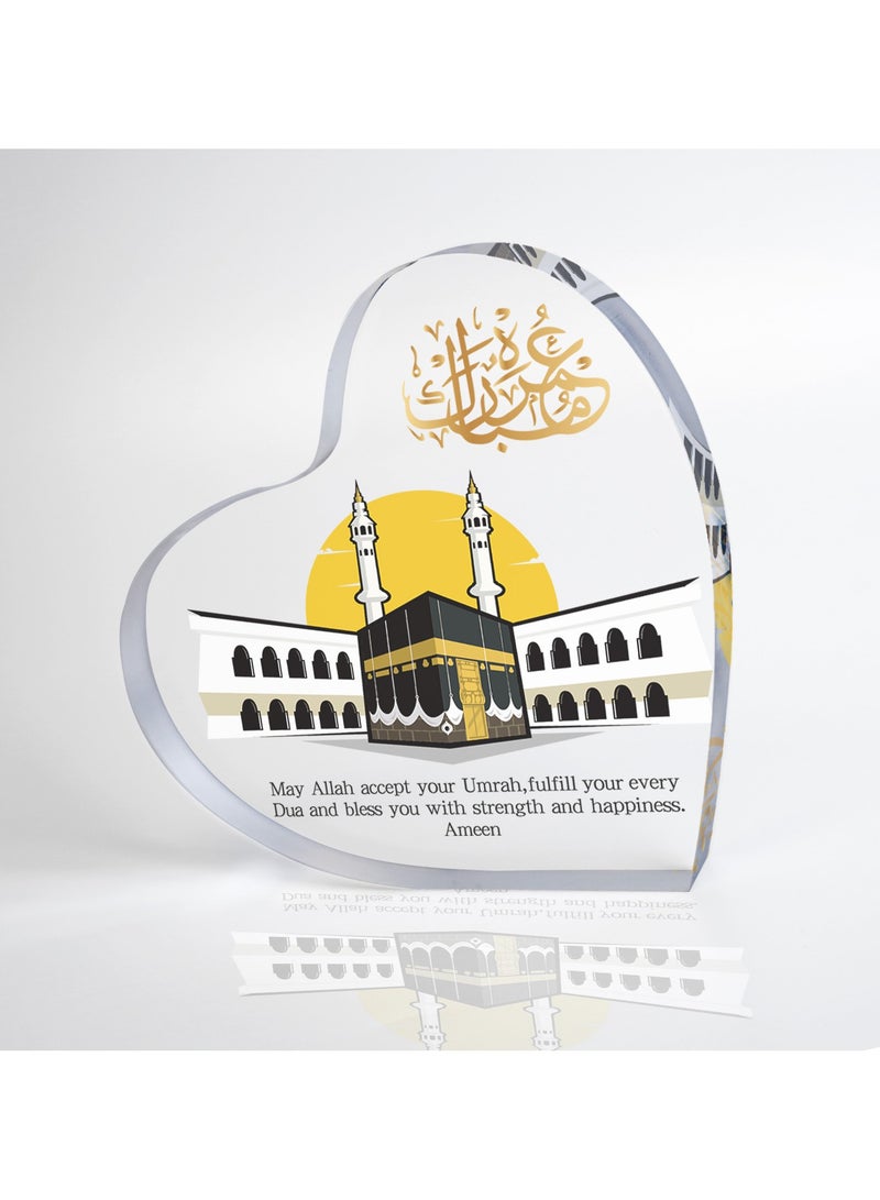 GALADUNE Muslim Holiday Gifts, Acrylic Heart-Shaped Decorative Plaques, Islamic Souvenirs, Ramadan Gifts, Birthday Gifts, Holiday Decorations, Desktop Decorations, Kaaba Prayer Text Patterns - Image 2