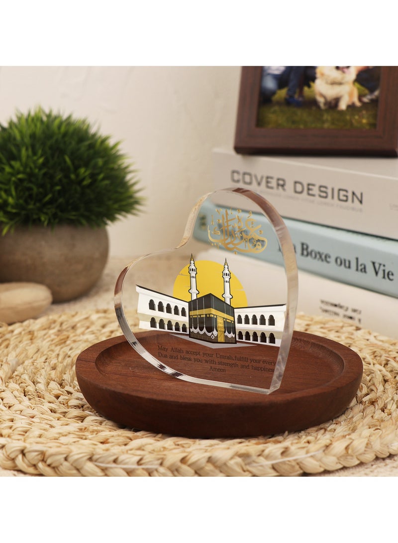 GALADUNE Muslim Holiday Gifts, Acrylic Heart-Shaped Decorative Plaques, Islamic Souvenirs, Ramadan Gifts, Birthday Gifts, Holiday Decorations, Desktop Decorations, Kaaba Prayer Text Patterns - Image 4