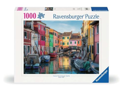 Ravensburger - Burano, Italy - 1000 Piece Jigsaw Puzzle - Stunning, Vivid Imagery of Gondolas & Canal-Side Homes - Colorful Water Scene - Ideal Gift - Frameable Art - Puzzles for Adults - Image 1