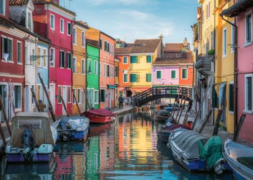 Ravensburger - Burano, Italy - 1000 Piece Jigsaw Puzzle - Stunning, Vivid Imagery of Gondolas & Canal-Side Homes - Colorful Water Scene - Ideal Gift - Frameable Art - Puzzles for Adults - Image 2
