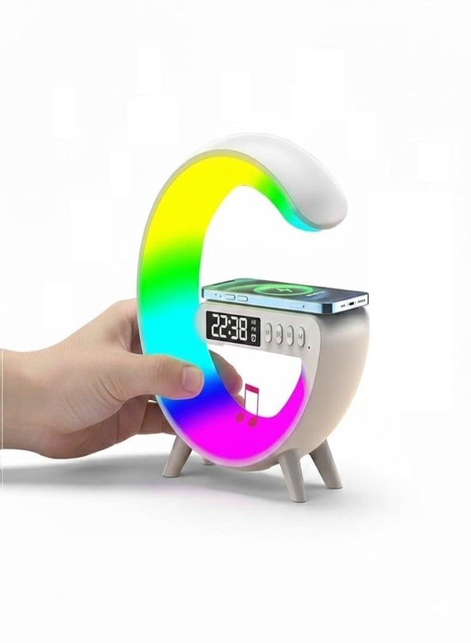 Drumstone TopRated 𝟏𝟓𝐘𝐫 𝐖𝐚𝐫𝐫𝐚𝐧𝐭𝐲 G-Shape RGB Bluetooth Speaker with Alarm Clock - Smart LED Light Display Music Speaker for Bedroom, Living Room & Gaming Setup with Superior Sound - Image 1