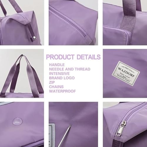 Wazdorf Nylon 41 Liter Expandable Travel Bags for Women, Duffle Bags for Women Luggage, Foldable Vanity Traveling Bag, Waterproof Hand Bag for Ladies Personal Items,Purple - Image 4