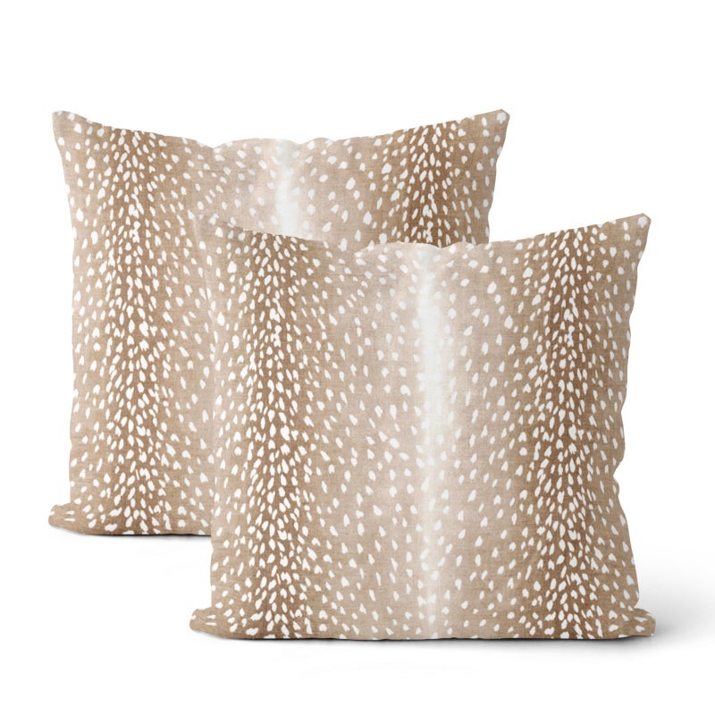 DAFENA Antelope Pillow Covers 18x18 Inch 2 Pcs Brown Deer Animal Skin Print Decor Throw Pillows Fall Winter Modern Outdoor Decoration Pillowcase Soft Cotton Cushion Cover for Couch Sofa Bed - Image 1