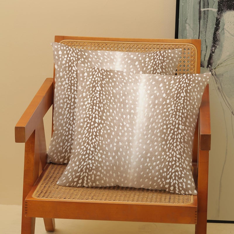 DAFENA Antelope Pillow Covers 18x18 Inch 2 Pcs Brown Deer Animal Skin Print Decor Throw Pillows Fall Winter Modern Outdoor Decoration Pillowcase Soft Cotton Cushion Cover for Couch Sofa Bed - Image 2