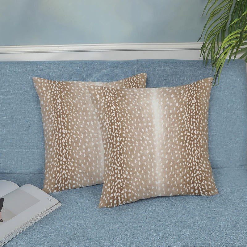 DAFENA Antelope Pillow Covers 18x18 Inch 2 Pcs Brown Deer Animal Skin Print Decor Throw Pillows Fall Winter Modern Outdoor Decoration Pillowcase Soft Cotton Cushion Cover for Couch Sofa Bed - Image 4