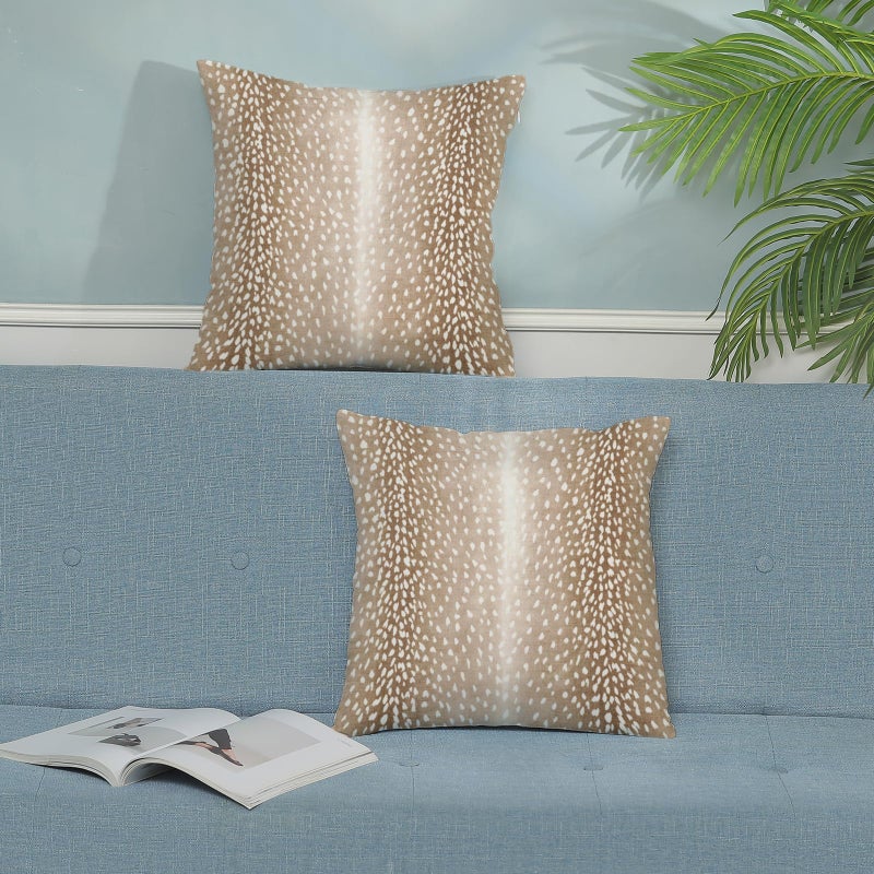 DAFENA Antelope Pillow Covers 18x18 Inch 2 Pcs Brown Deer Animal Skin Print Decor Throw Pillows Fall Winter Modern Outdoor Decoration Pillowcase Soft Cotton Cushion Cover for Couch Sofa Bed - Image 3