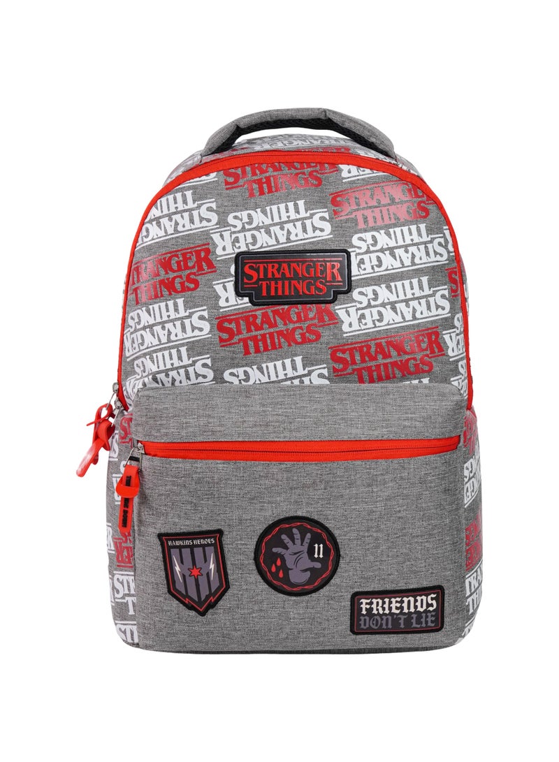 Trucare Netflix Stranger Things Teens Backpack 18" – Official Stranger Things School Backpack, Large Capacity Travel Daypack for Teens, Grey & Red Book Bag - Image 1