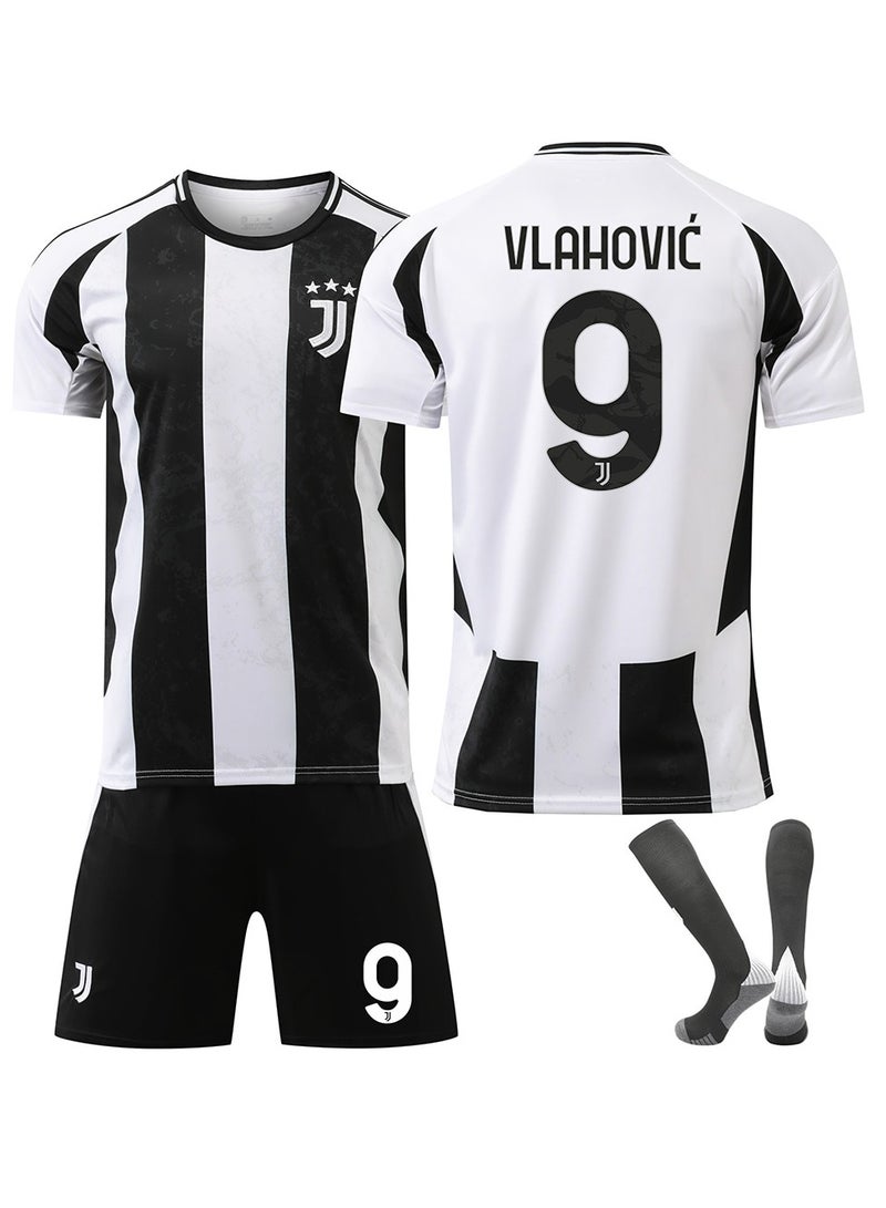 Juventus 2024-25 Home Kit Football Kits VLAHOVIC #9 Fans Football Jersey/Shorts Socks Gift Set Youth Sizes and Adult  - Image 1