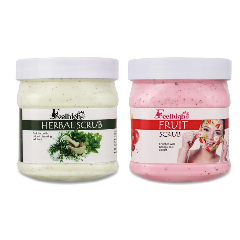 FEELHIGH Face  Body Herbal Scrub Helps to Hydartion to the skin Enriched Natural Cleansing Exfoliant500ml And Fruit Scrub Enriched with starwberry extract Helps to Smooth the Skin 500ml Men  Woman - Image 1