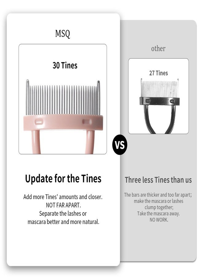 ام اس كيو فاصل الرموش، مشط الرموش، أداة فصل الرموش، فرشاة ماسكارا MSQ، فرشاة فصل الرموش، مشط الماسكارا، أداة وضع الماسكارا بتصميم مقوس مع غطاء، لون وردي فاتح (قطعة واحدة) - Image 5