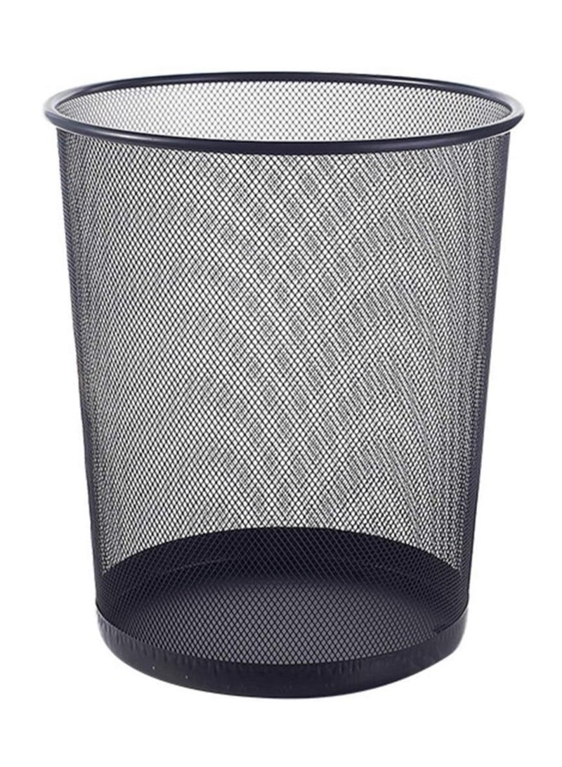 ECVV Trash Can Circular Mesh Bin Waste Paper Basket Trash can Circular Metal Mesh Waste Paper Bin Lightweight Black - Image 2