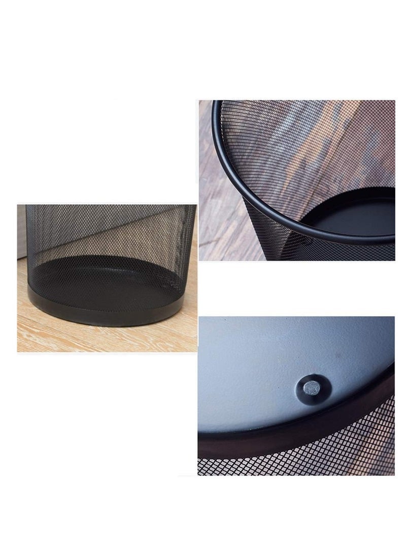 ECVV Trash Can Circular Mesh Bin Waste Paper Basket Trash can Circular Metal Mesh Waste Paper Bin Lightweight Black - Image 5