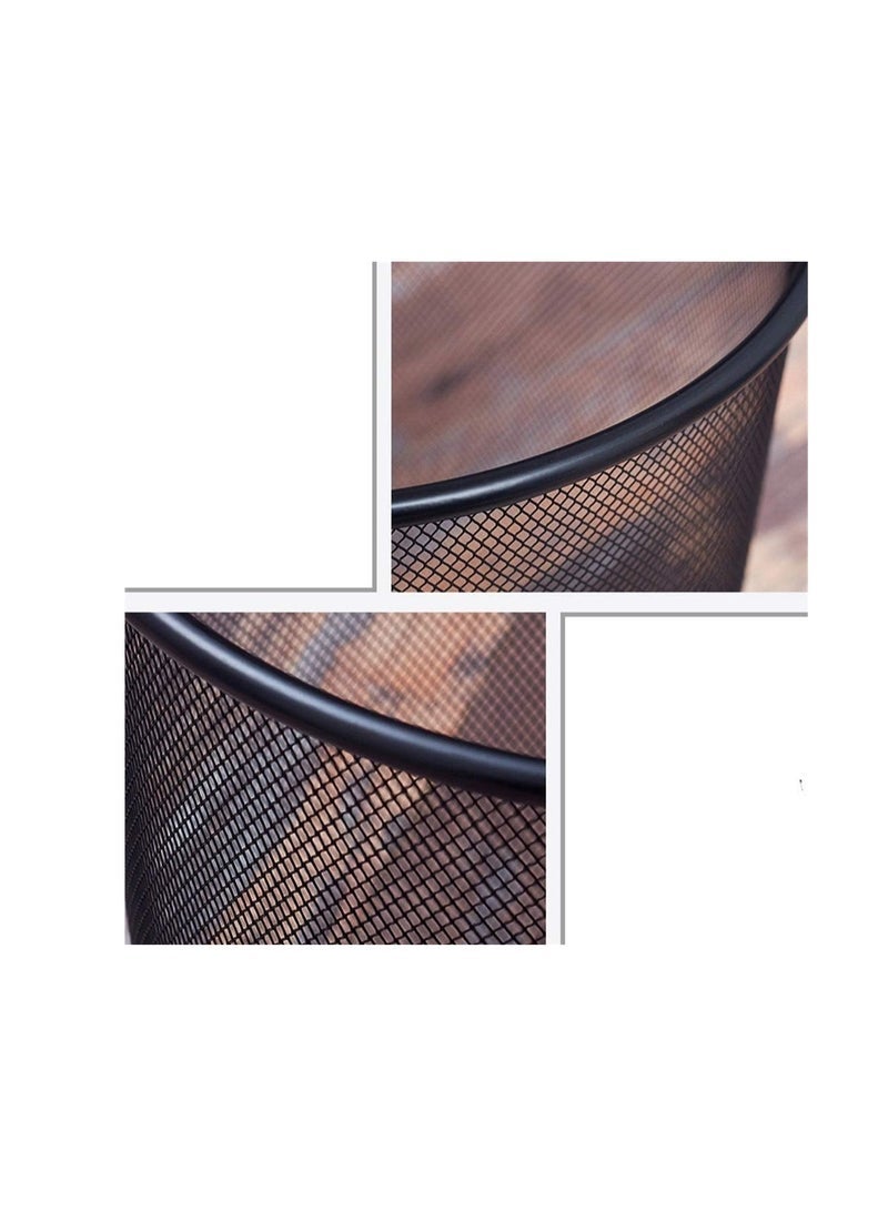 ECVV Trash Can Circular Mesh Bin Waste Paper Basket Trash can Circular Metal Mesh Waste Paper Bin Lightweight Black - Image 4