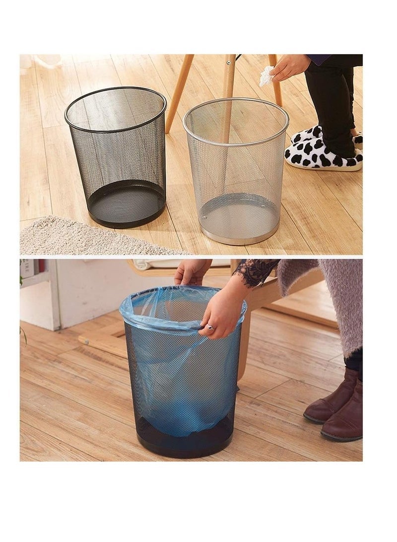 ECVV Trash Can Circular Mesh Bin Waste Paper Basket Trash can Circular Metal Mesh Waste Paper Bin Lightweight Black - Image 3