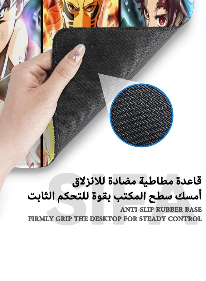 general Anime Protagonist Collection Mouse Pad, Non-Slip Mousepad, Anime Mouse Pad, Gaming Mouse Pad, Large Mouse Pad, Extended Keyboard Mousepad with Non-Slip Base and Stitched Edge, 400mm×900mm - Image 3