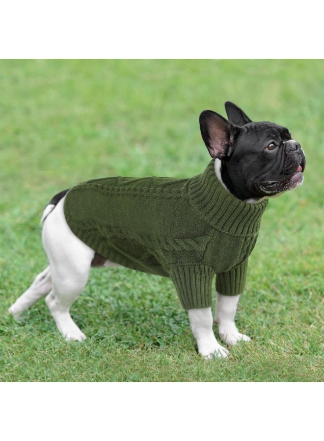 Turtleneck Dog Jumper - Dog Sweater Winter Coat Apparel Classic Cable Knit Clothes with Leash Hole for Cold Weather - Image 3