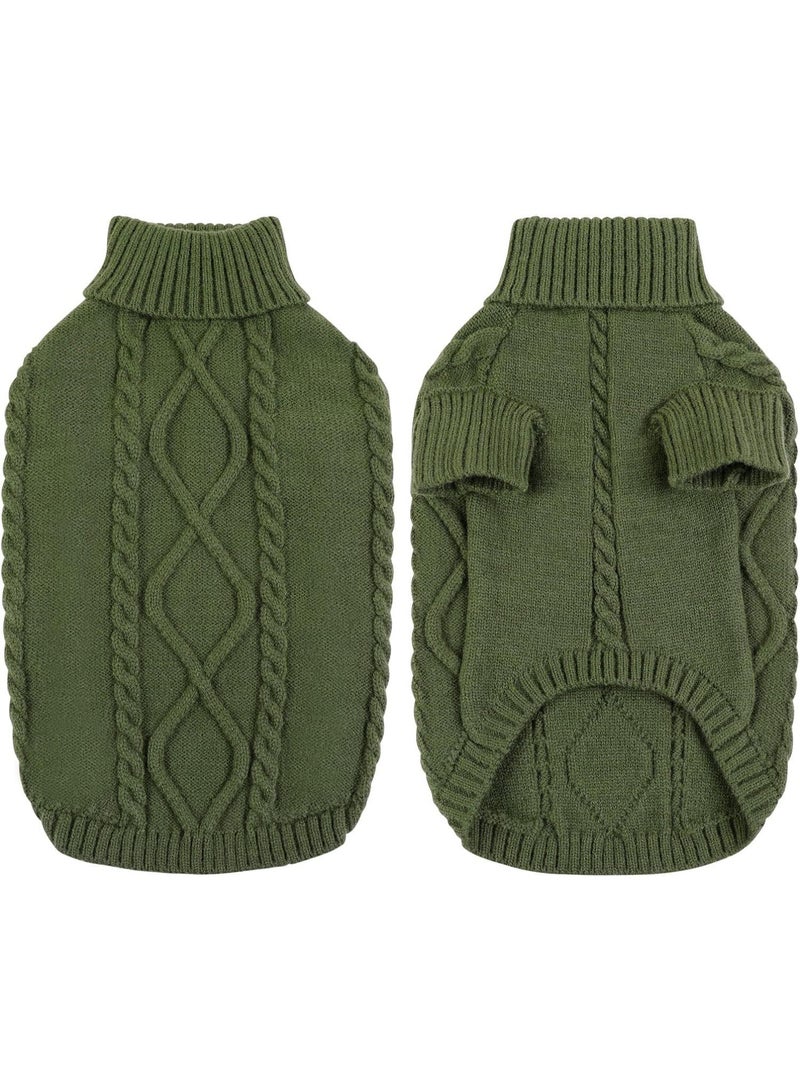 Turtleneck Dog Jumper - Dog Sweater Winter Coat Apparel Classic Cable Knit Clothes with Leash Hole for Cold Weather - Image 2