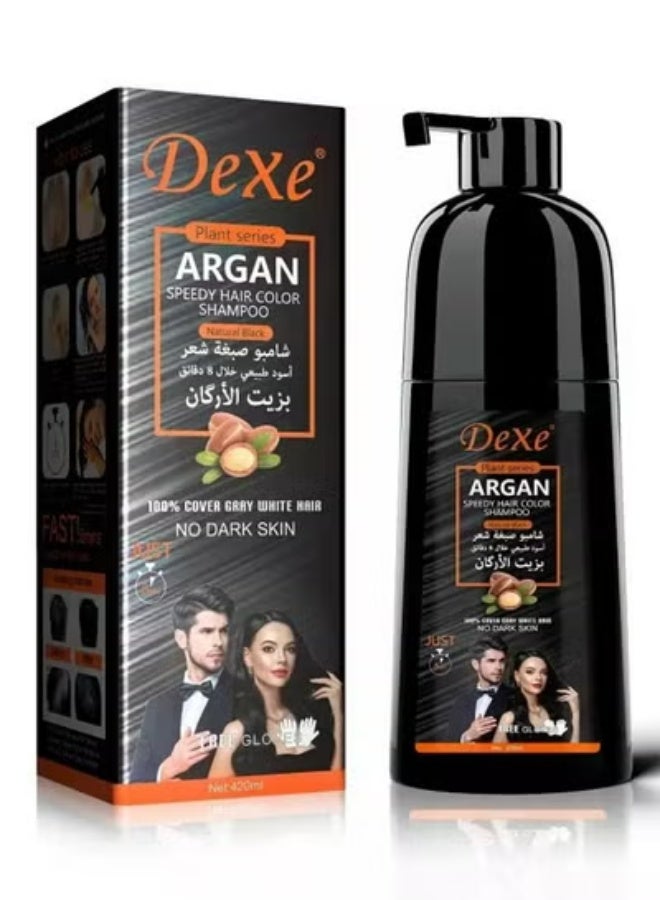 Dexe Argan Speedy Hair Color Shampoo Natural Black 420 ML