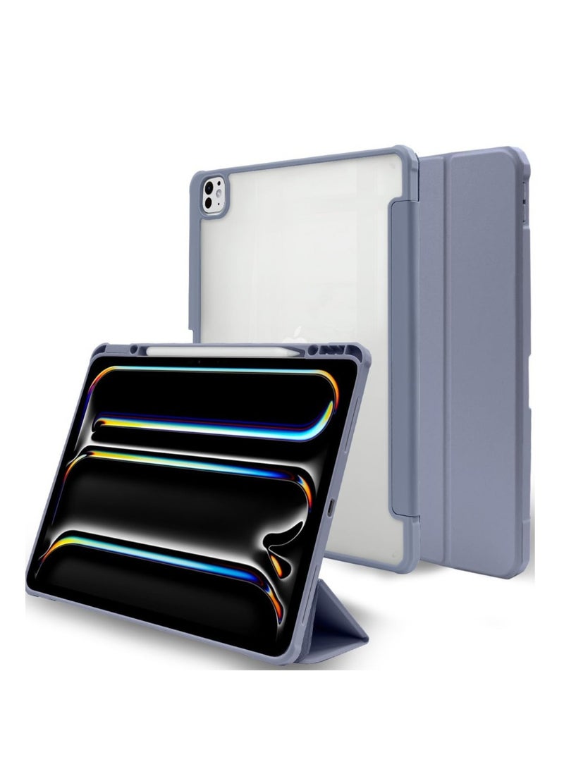 iPad Pro 12.9" 2022 2021 2020 Case, Clear Back Smart Folio Protective Case with Pencil Slot for iPad Pro 6th 5th 4th 3rd Generation lavnder