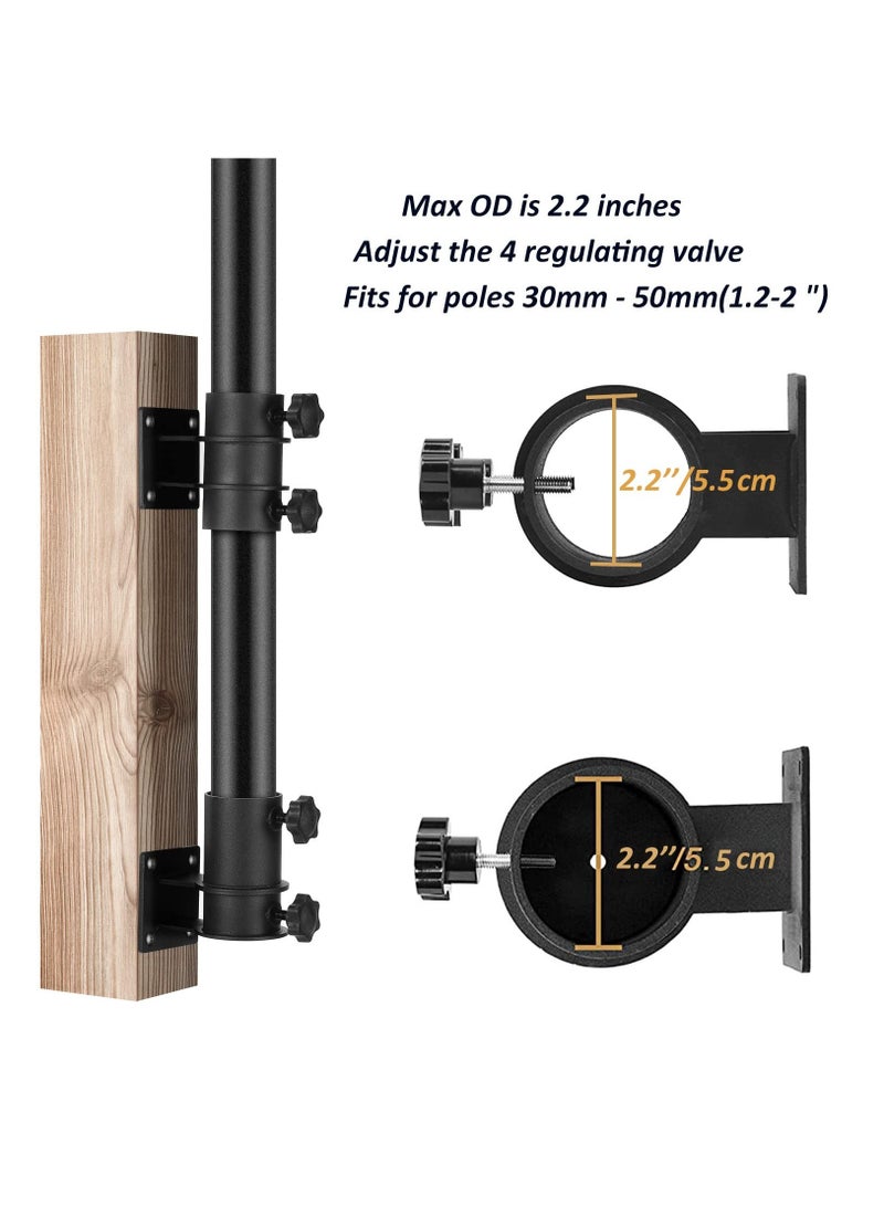 SOLARAE حامل مظلة السطح، 2 قطعة حامل مظلة فناء ثقيل، حامل مظلة معدني خارجي، قاعدة مظلة فناء لتثبيت على درابزين السطح، الشرفة، الفناء، الأسوار، الحد الأقصى للقطر 2.2'' - Image 4