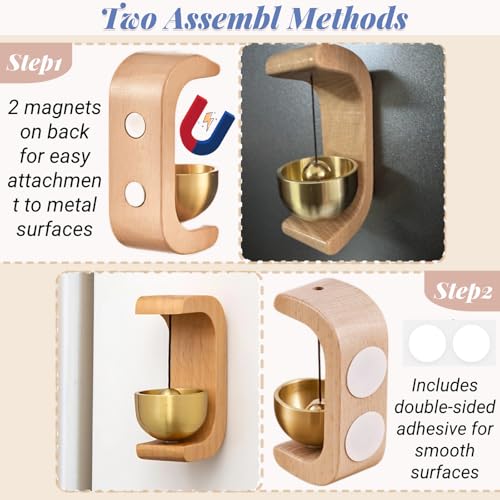 BovcTrraann Shopkeepers Bell for Door Opening, Magnetic Wood Doorbell, Wind Chime for Door, Store, Refrigerator, Porch, Garden, Entrance, Restaurant, Office, Housewarming Gift (C-Shaped) - Image 4