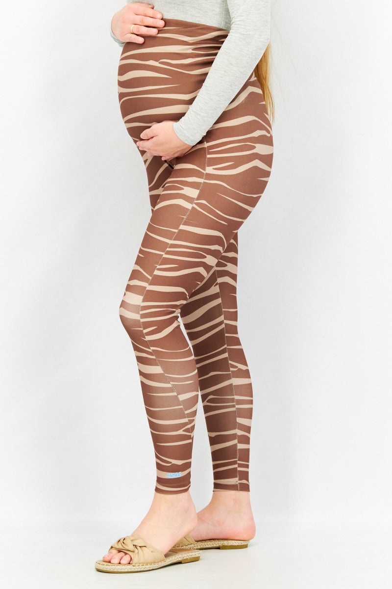 Asos Design Maternity Zebra Print Pull On Leggings, Brown - Image 4