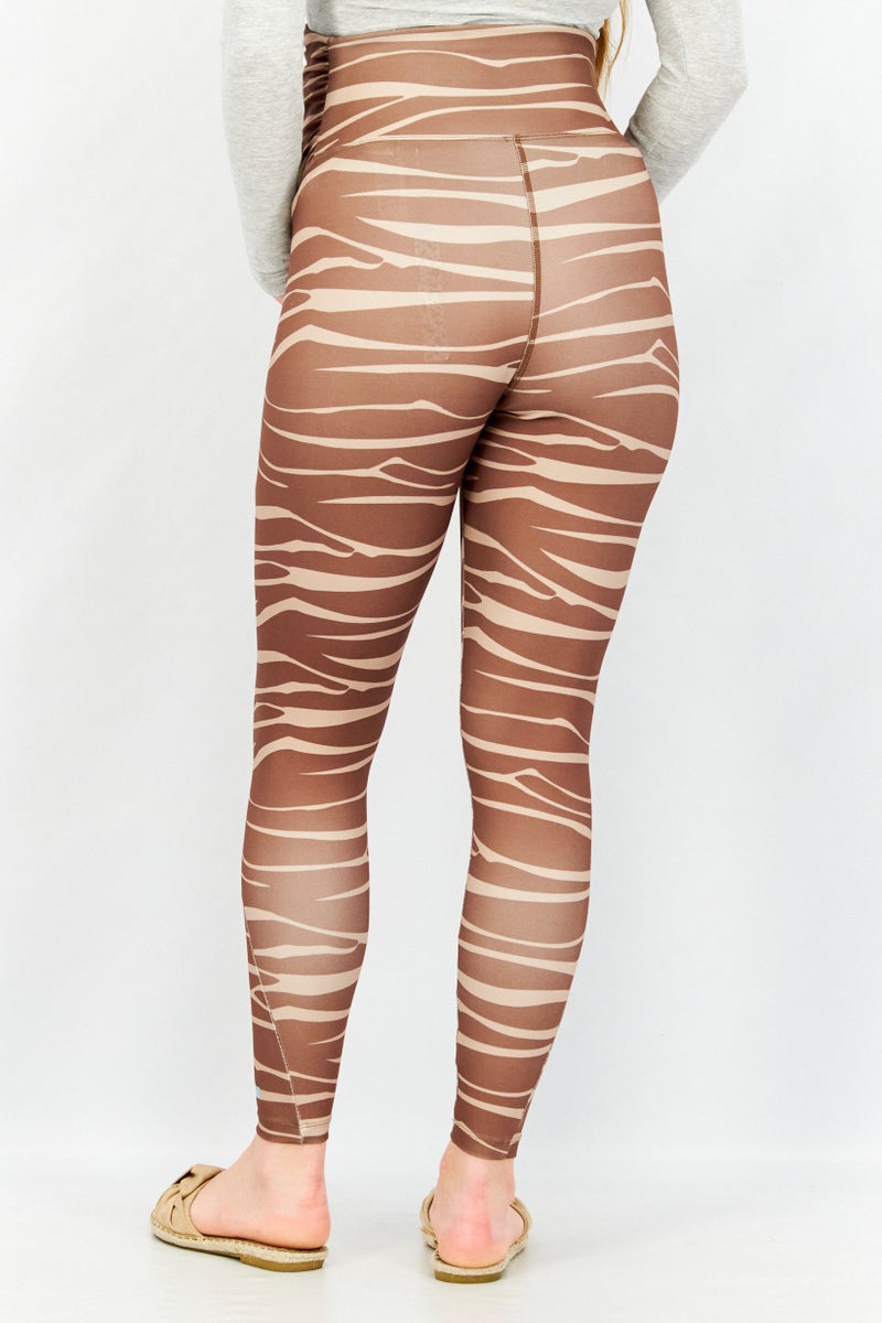 Asos Design Maternity Zebra Print Pull On Leggings, Brown - Image 2