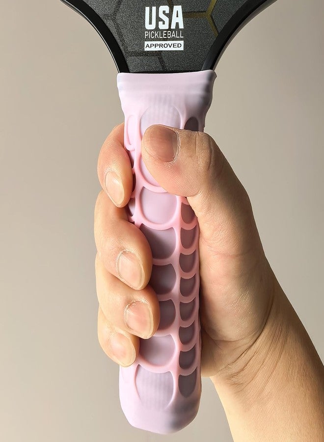 Auerllcy Silicone Pickleball Paddle Grip Cover | Non-Slip Shock Absorbing Handle Sleeve | Anti-Twist Internal Texture with Easy-Install Strips for Enhanced Control & Sweat Resistance (Pink) - Image 5