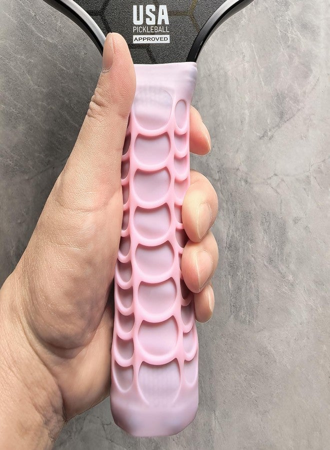 Auerllcy Silicone Pickleball Paddle Grip Cover | Non-Slip Shock Absorbing Handle Sleeve | Anti-Twist Internal Texture with Easy-Install Strips for Enhanced Control & Sweat Resistance (Pink) - Image 4