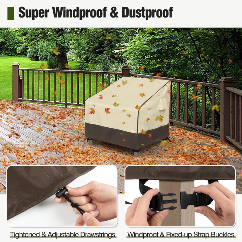 MR. COVER Patio Chair Covers Waterproof, Outdoor Furniture Covers for Rocking & Adirondack Chairs, Fits up to 32"W x 37"D x 36"H, Moisture-proof & UV-protection, Brown & Khaki, 2 Pack - Image 5