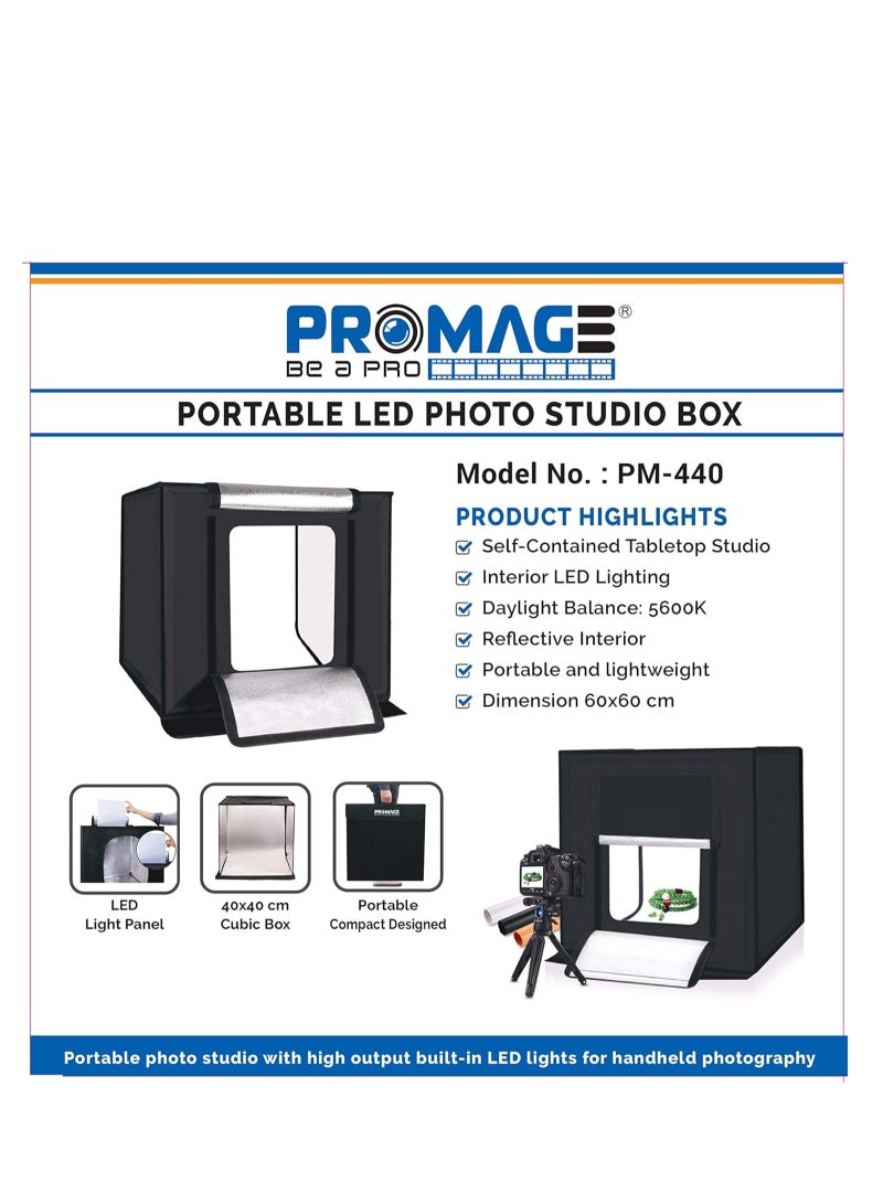 PROMAGE PM-660 II Photo Box LED 60×60CM – Portable Photography Light Box with Adjustable Brightness for Product Shooting - Image 3