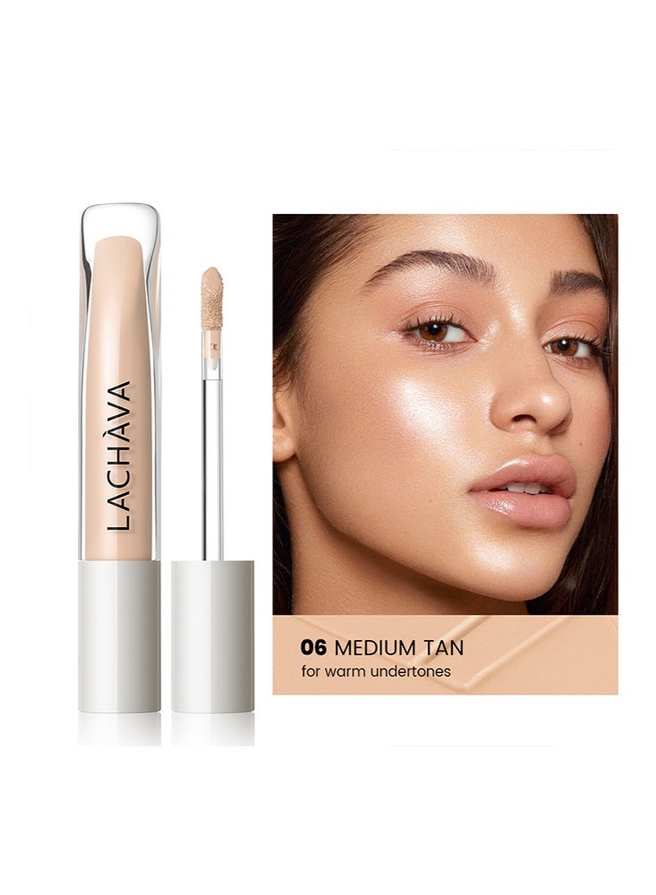 لاتشافا كونسيلر سائل - مBrightener للعينين تحت العينين لتغطية كاملة للهالات السوداء، كريم أساس خفيف الوزن مقاوم للماء، مصحح ألوان للهالات السوداء، 06 أسمر متوسط - Image 2