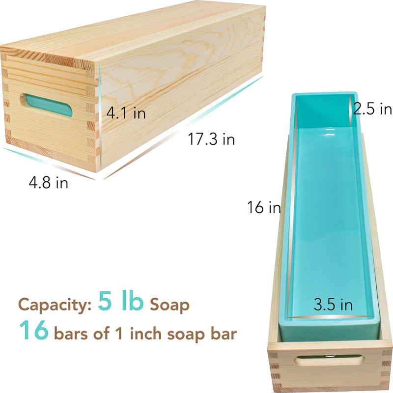 Hepgodin Wooden Soap Molds for Soap Making Large- 5 lb Soap Molds Loaf with Cover, Rectangle Silicone Soap Loaf Molds 77 oz (5 lb Standard Mold) - Image 2