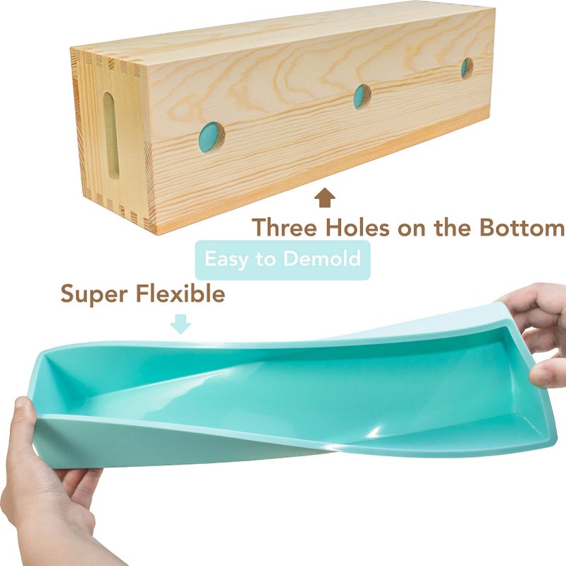 Hepgodin Wooden Soap Molds for Soap Making Large- 5 lb Soap Molds Loaf with Cover, Rectangle Silicone Soap Loaf Molds 77 oz (5 lb Standard Mold) - Image 5