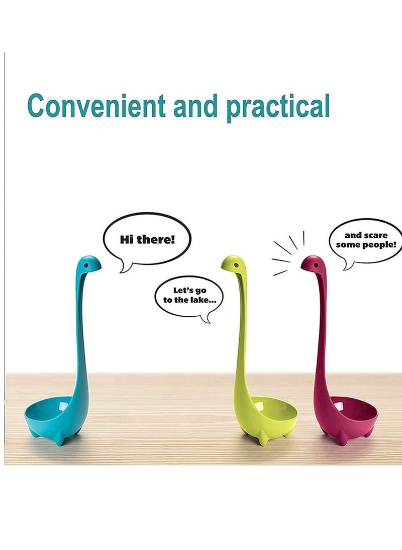 SYOSI Soup Ladle Spons Loch Ness Monster Spoon Cute Kitchenware Household Gadgets 3 PCS Dinosaur Long Handle Standing Plastic Generic Cartoon Design - Image 2