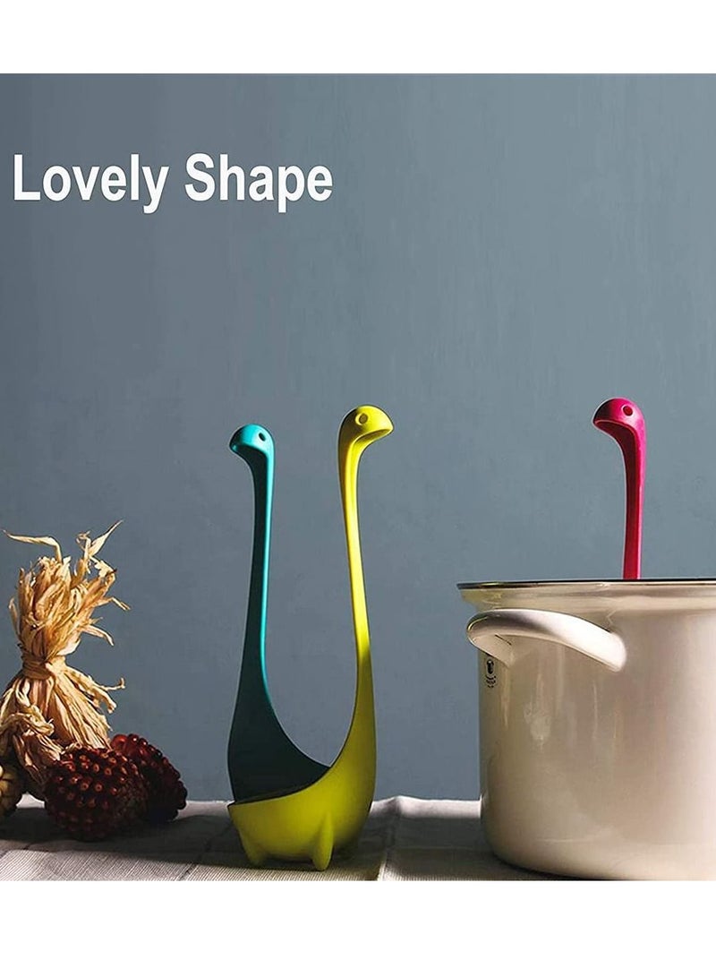 SYOSI Soup Ladle Spons Loch Ness Monster Spoon Cute Kitchenware Household Gadgets 3 PCS Dinosaur Long Handle Standing Plastic Generic Cartoon Design - Image 4